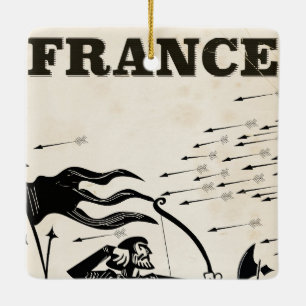 Ornamento De Cerâmica cartaz de viagem vintage da França. carro medieval