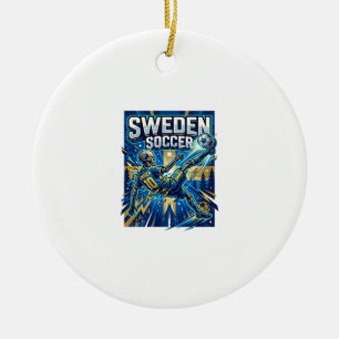 Ornamento De Cerâmica Cartaz Esqueleto de Futebol da Suécia Estilo de Na