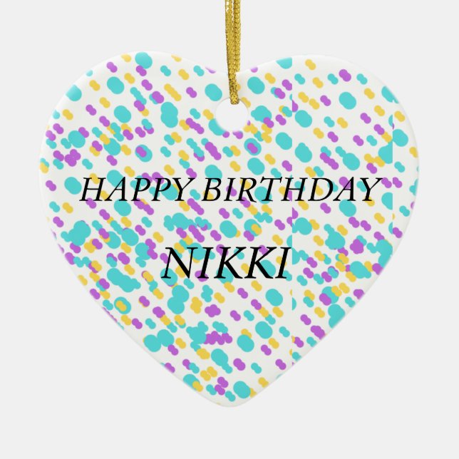 Ornamento De Cerâmica Cartões de boas-vindas de aniversário para ela (Frente)