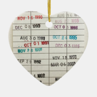 Ornamento De Cerâmica Cartões de data aprazada da biblioteca do vintage