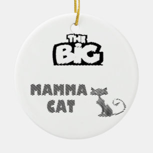 Ornamento De Cerâmica Cartões de gato preto e design branco