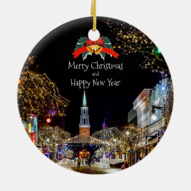 Ornamento De Cerâmica Cartões de natal festivos (Traseira)