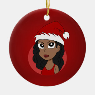Ornamento De Cerâmica Cartografia da menina de Natal