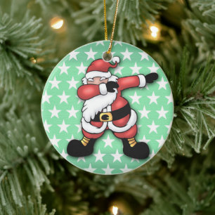 Ornamento De Cerâmica Cartografia de dabbing do Papai Noel