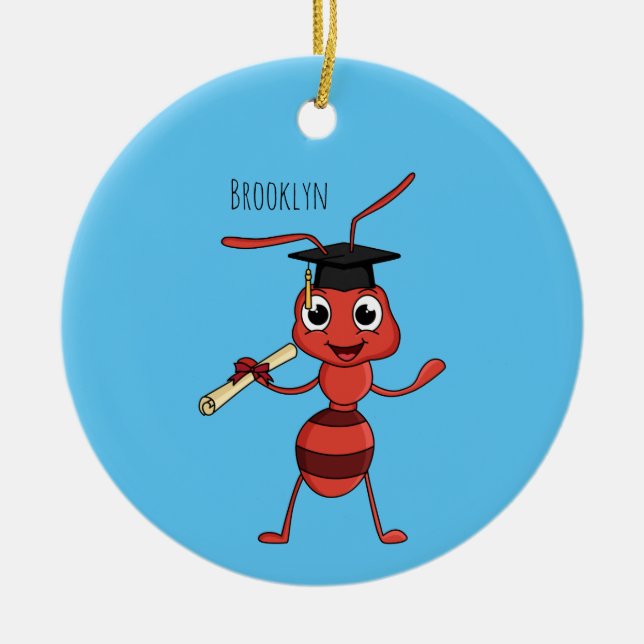 Ornamento De Cerâmica Cartografia de formiga vermelha e bonita (Frente)