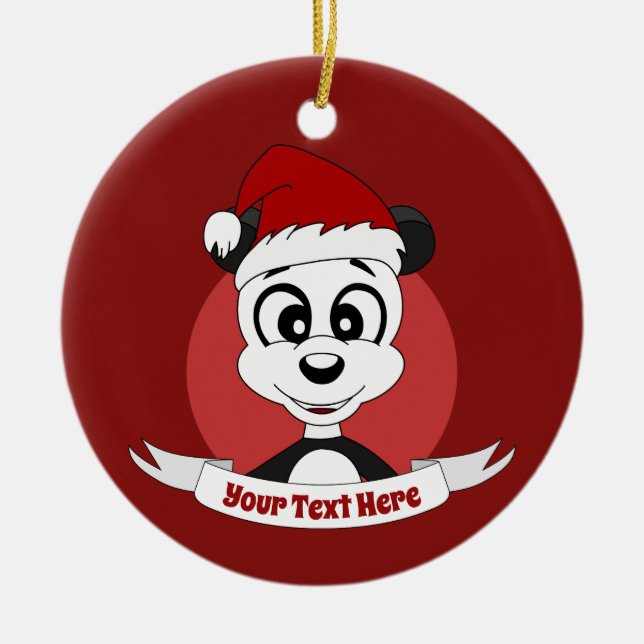 Ornamento De Cerâmica Cartografia de natal com cerâmica panda fofa (Frente)