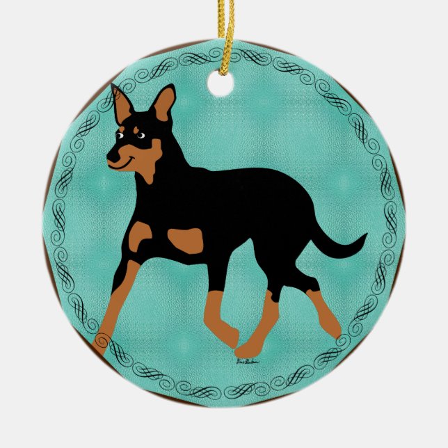 Ornamento De Cerâmica Cartoon australiano Kelpie Trotting 2 (Frente)