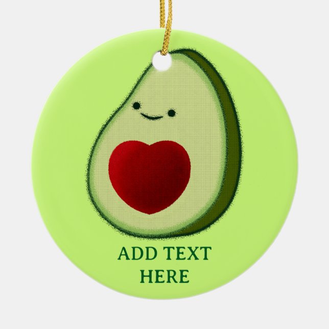 Ornamento De Cerâmica Cartoon Avocado Lover Cute (Frente)