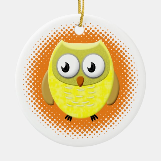 Ornamento De Cerâmica Cartoon Baby Owl (Frente)