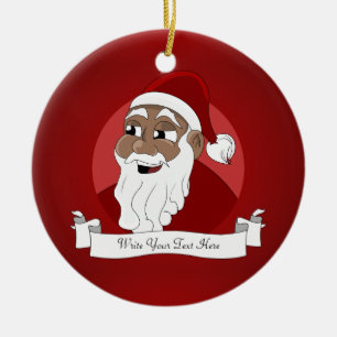 Ornamento De Cerâmica Cartoon Black Santa Claus