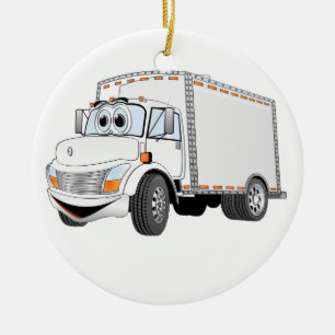 Ornamento De Cerâmica Cartoon branco de caminhão de entrega