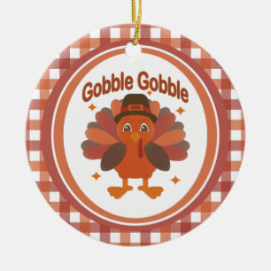 Ornamento De Cerâmica Cartoon de Ação de Graças da Turquia - "Gobble Gob