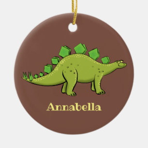 Ornamento De Cerâmica Cartoon de dinossauro de stegossauro engraçado