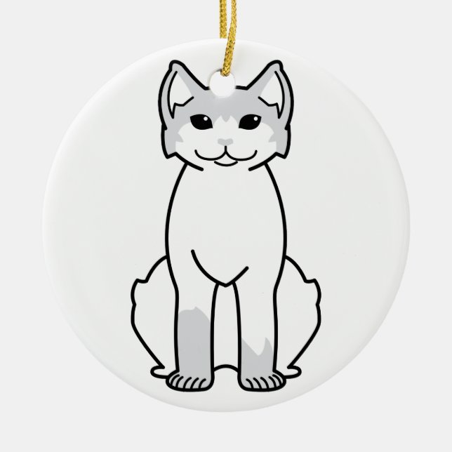Ornamento De Cerâmica Cartoon de Gato Polidátilo Americano (Frente)