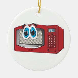 Ornamento De Cerâmica Cartoon de micro-ondas vermelho masculino