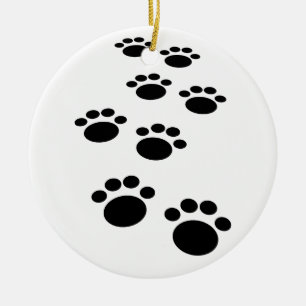 Ornamento De Cerâmica Cartoon de Pet Paw Trail