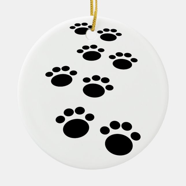 Ornamento De Cerâmica Cartoon de Pet Paw Trail (Frente)