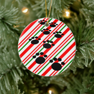 Ornamento De Cerâmica Cartoon de Pet Paw Trail Candy