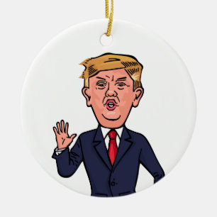 Ornamento De Cerâmica Cartoon do Presidente Donald Trump Funny