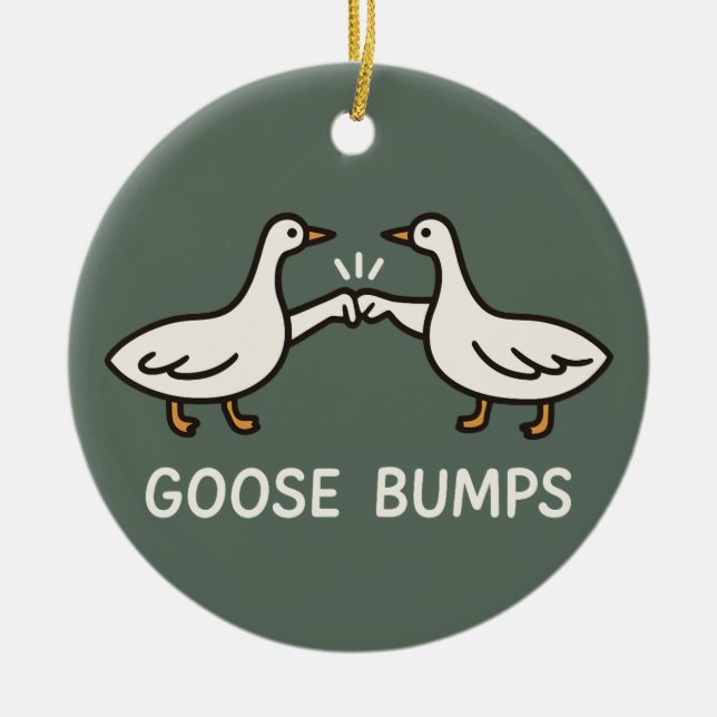 Ornamento De Cerâmica Cartoon Engraçado Ganso Bumps | Fist Bump Geese An (Frente)