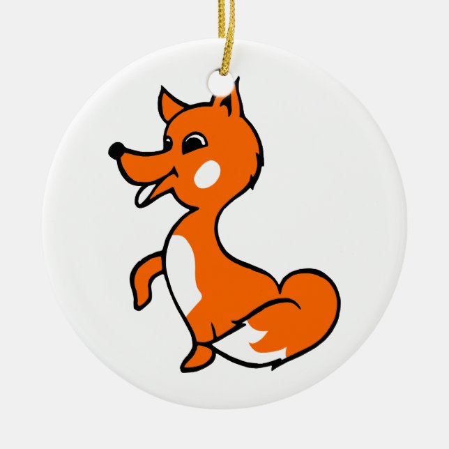 Ornamento De Cerâmica Cartoon Fox (Frente)