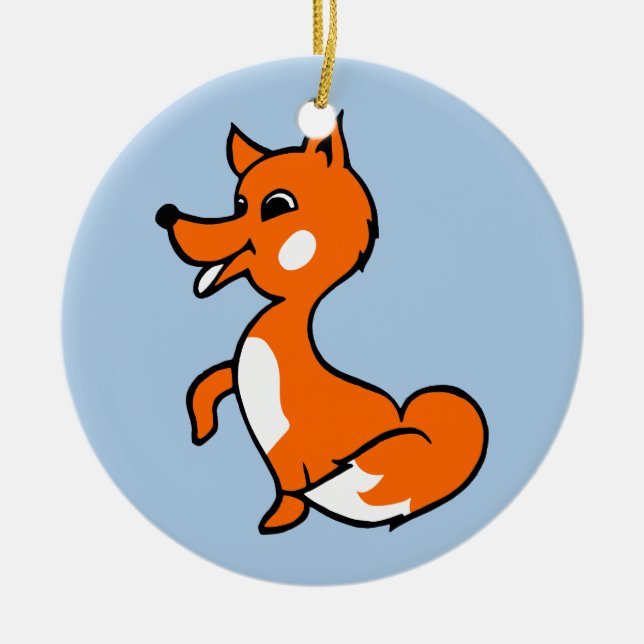 Ornamento De Cerâmica Cartoon Fox (Frente)