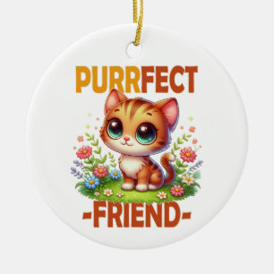 Ornamento De Cerâmica Cartoon Gato de Gato Laranja Gato Puro