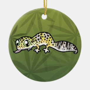Ornamento De Cerâmica Cartoon Leopard Gecko (adicione sua própria mensag