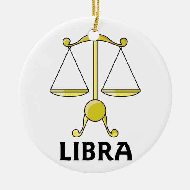 Ornamento De Cerâmica Cartoon Libra Scales (Frente)