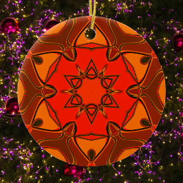 Ornamento De Cerâmica Cartoon Mandala Flor Laranja