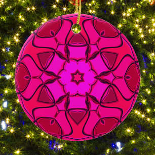 Ornamento De Cerâmica Cartoon Mandala Flor Rosa
