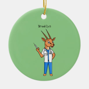 Ornamento De Cerâmica Cartoon médico de antílope Gemsbok
