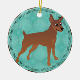 Ornamento De Cerâmica Cartoon Miniatura Pinscher Vermelho Cortado Encaix