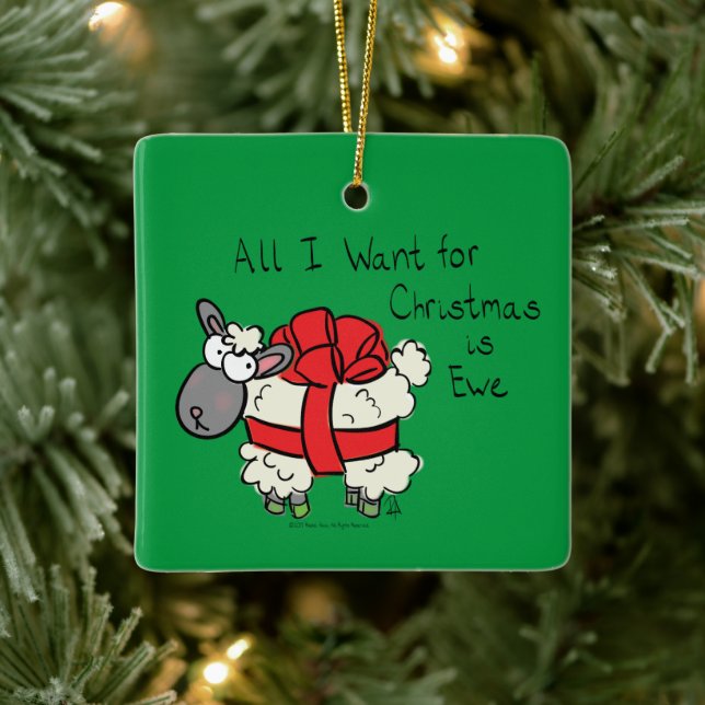 Ornamento De Cerâmica Cartoon para Crianças de Ovelha de Natal (Árvore)