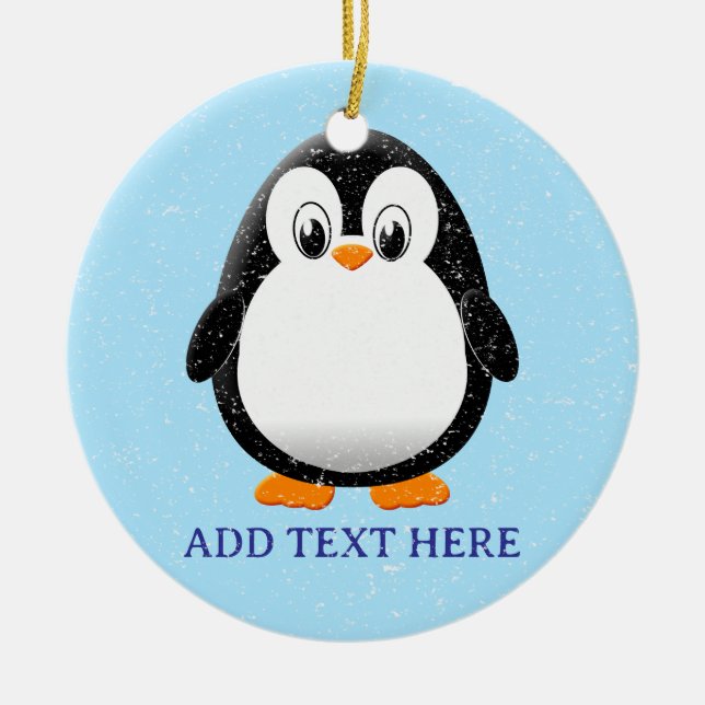 Ornamento De Cerâmica Cartoon Pinguim Bonito Personalizado Inverno (Frente)
