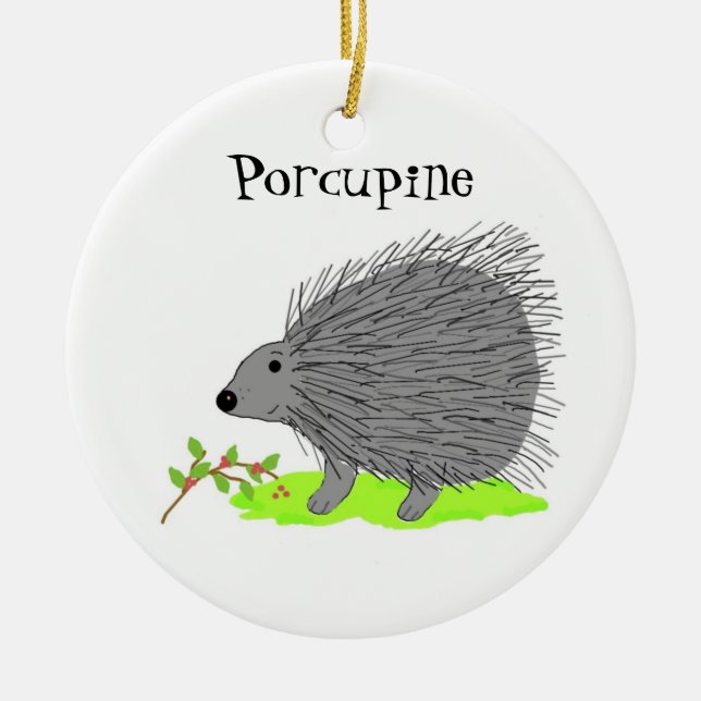 Ornamento De Cerâmica Cartoon Porcupine (Frente)