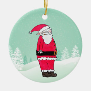 Ornamento De Cerâmica Cartoon Santa Claus Engraçado