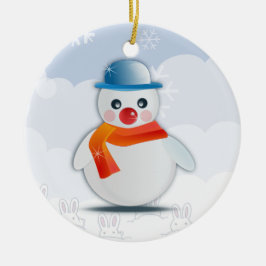Ornamento De Cerâmica Cartoon Snowman