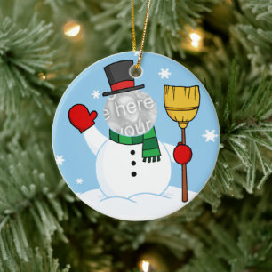 Ornamento De Cerâmica Cartoon Snowman Face Foto