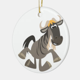 Ornamento De Cerâmica Cartoon Tap Dancing Wildebeest Ornament