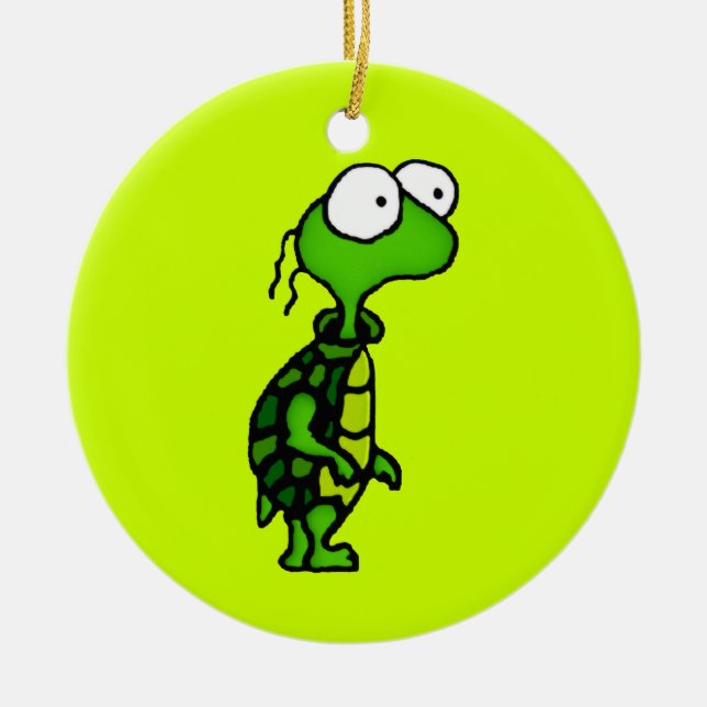 Ornamento De Cerâmica Cartoon Turtle (Frente)