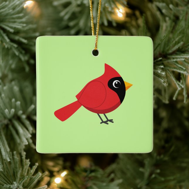 Ornamento De Cerâmica Cartoon Vermelho Bonito com Flores (Árvore)