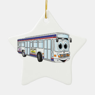 Ornamento De Cerâmica Cartoon White City Bus