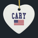 Ornamento De Cerâmica Cary US Flag<br><div class="desc">USA Flag Cary t shirts. Camisas design incríveis,  Cartões postais,  Mini Botões,  entre outras coisas. Incrível ideia de presente.</div>