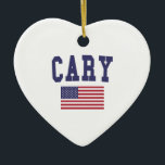Ornamento De Cerâmica Cary US Flag<br><div class="desc">USA Flag Cary t shirts. Camisas design incríveis, Cartões postais, Mini Botões, entre outras coisas. Incrível ideia de presente.</div>