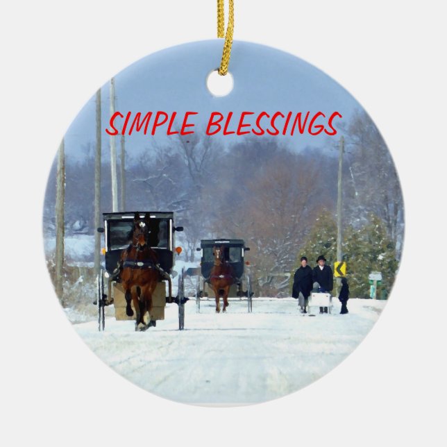 Ornamento De Cerâmica Casa da igreja no dia de Natal (Frente)