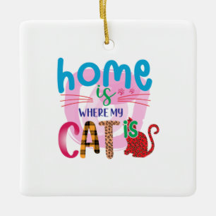 Ornamento De Cerâmica Casa De Arte Cat É Onde Meu Gato Está