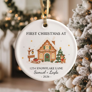 Ornamento De Cerâmica Casa de Bolo de Gengibre de Natal Personalizada