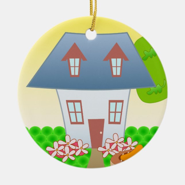Ornamento De Cerâmica Casa de campo - verão (Frente)
