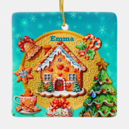 Ornamento De Cerâmica Casa de Doces de Natal e Ano Novo
